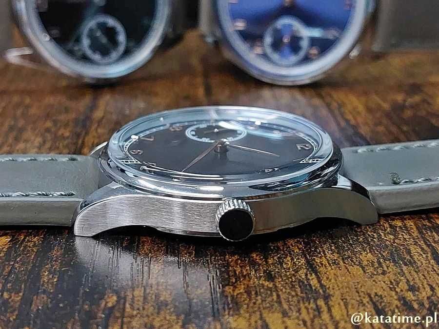 Męski zegarek mechaniczny granatowy czarny subsekunda NOWY SUPER!