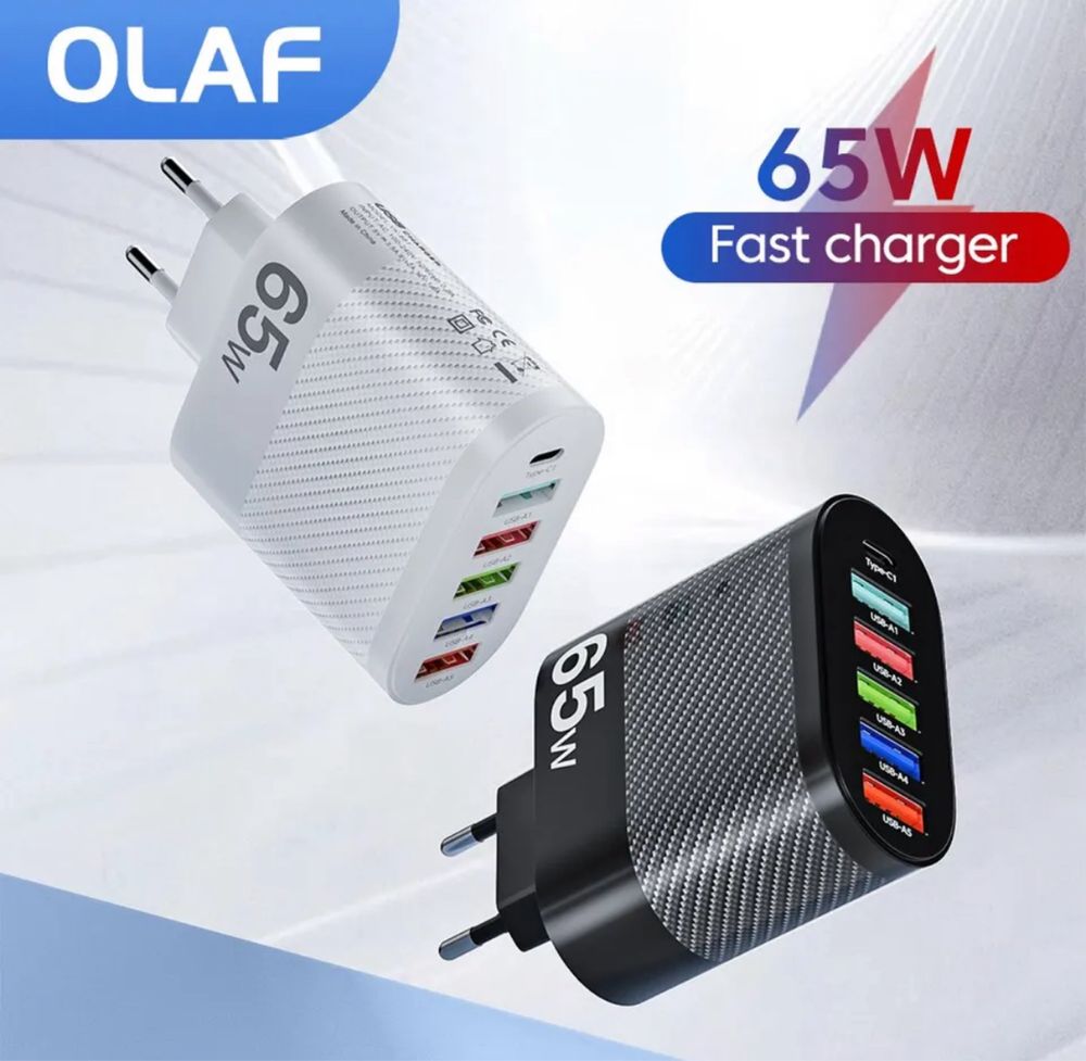 Olaf 65W 5 portów ładowarka USB do ładowania PD/QC 3.0