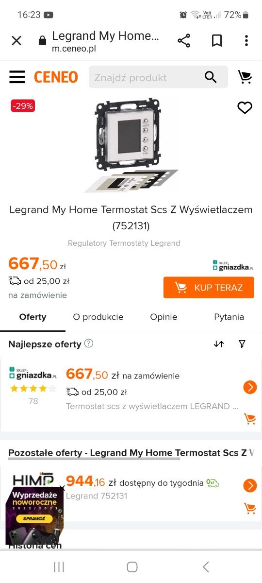 Legrand scs  TERMOSTAT nowy