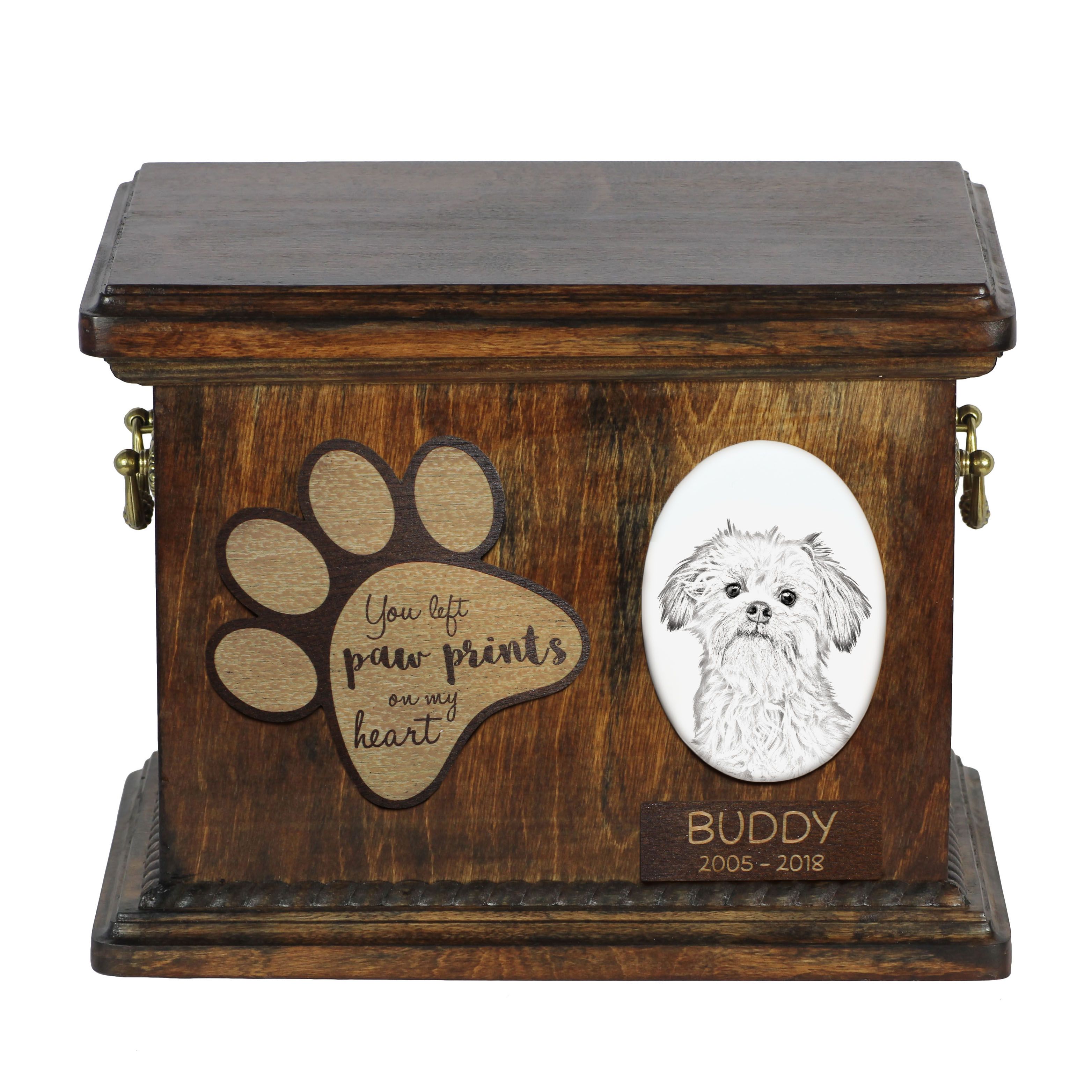 Lwi piesek urna z płytką ceramiczną Art-Dog