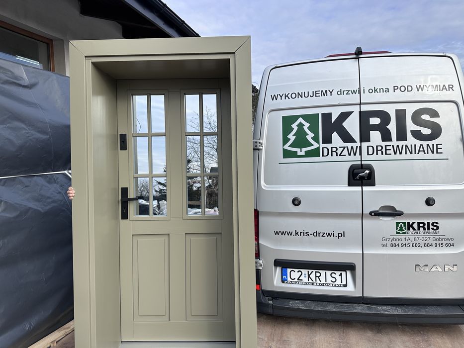 Drzwi zewnętrzne drewniane Na Wymiar nietypowe Montaż Cała Polska