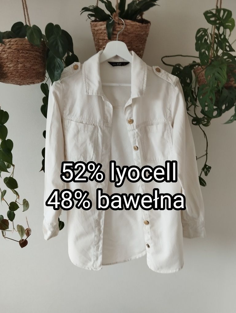 Wiosenna, kurtka koszulowa, koszula śmietankowa, jasnobeżowa, cienka k