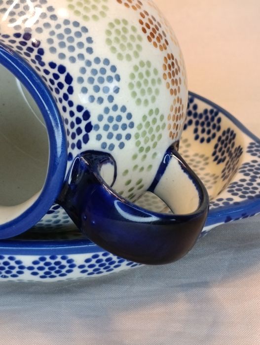 Komplet ceramiczny deserowy Bolesławiec ceramika Bolesławiec.WADA