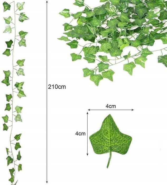 12x Sztuczny Bluszcz 25m Girlanda na Ścianę Balkon