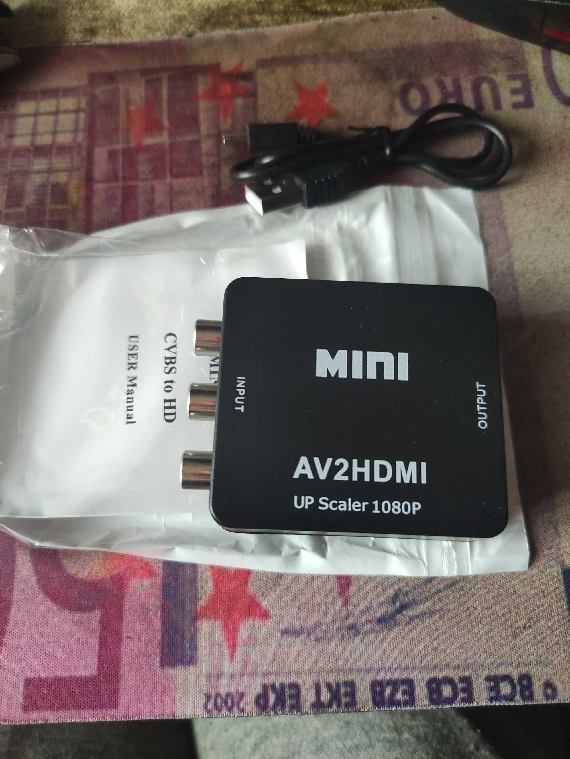 Конвертер переходник адаптер AV RCA to HDMI тюльпан 1080Р новый.