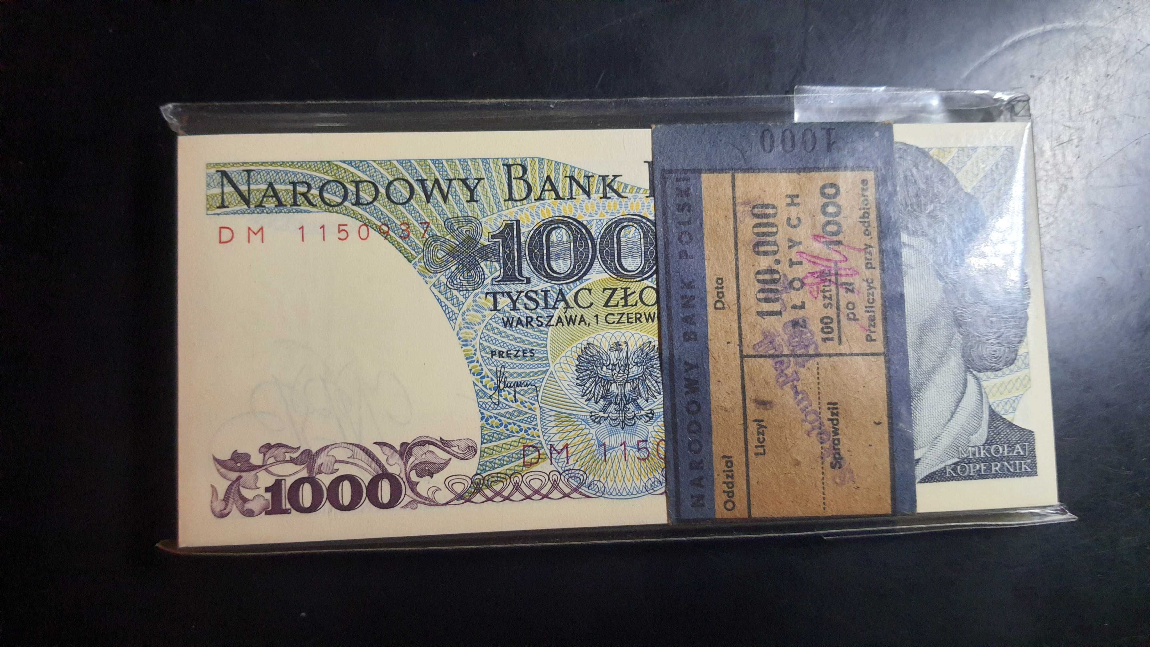 Promocja ! PACZKA 100 x 1000 złotych 1982 UNC s. DM