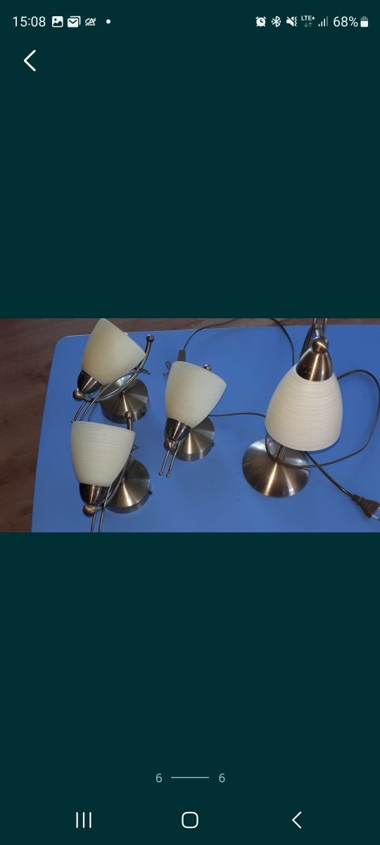 Komplet lamp (żyrandol, kinkiety, lampka)