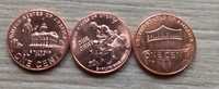 Zestaw 3 monet 1 centowych USA mennicze