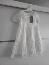 Nowa elegancka sukienka 98 Cool Club Smyk biała koronkowa krótki rękaw