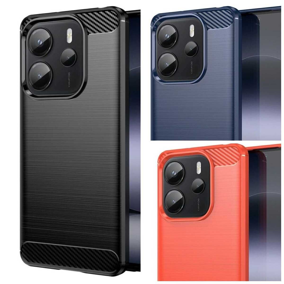 Противоударный чехол бампер для Xiaomi Redmi Note 14s карбон 3 цвета