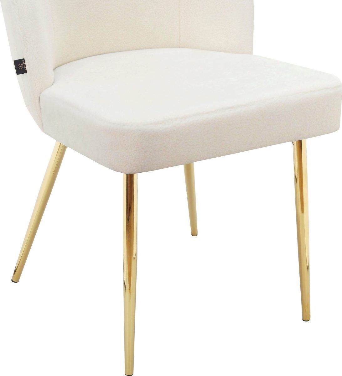 Krzesło materiał białe nogi złote