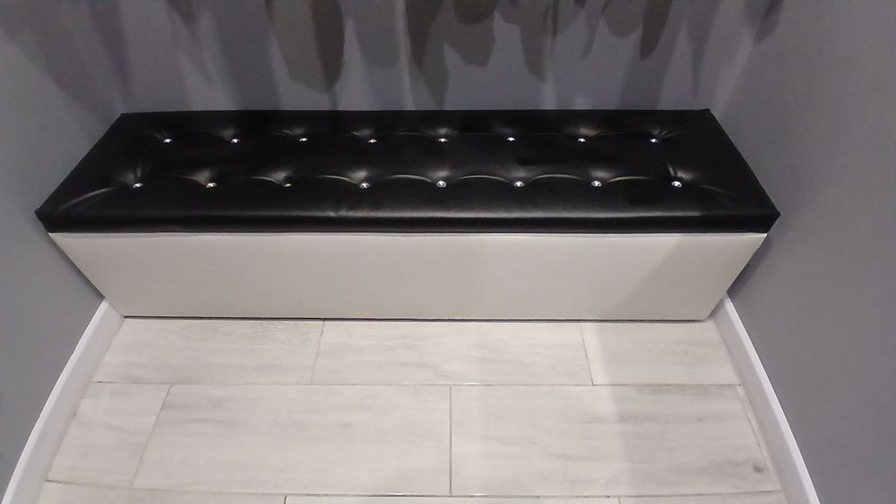 Skrzynia, pufa, na buty, czarno-biała