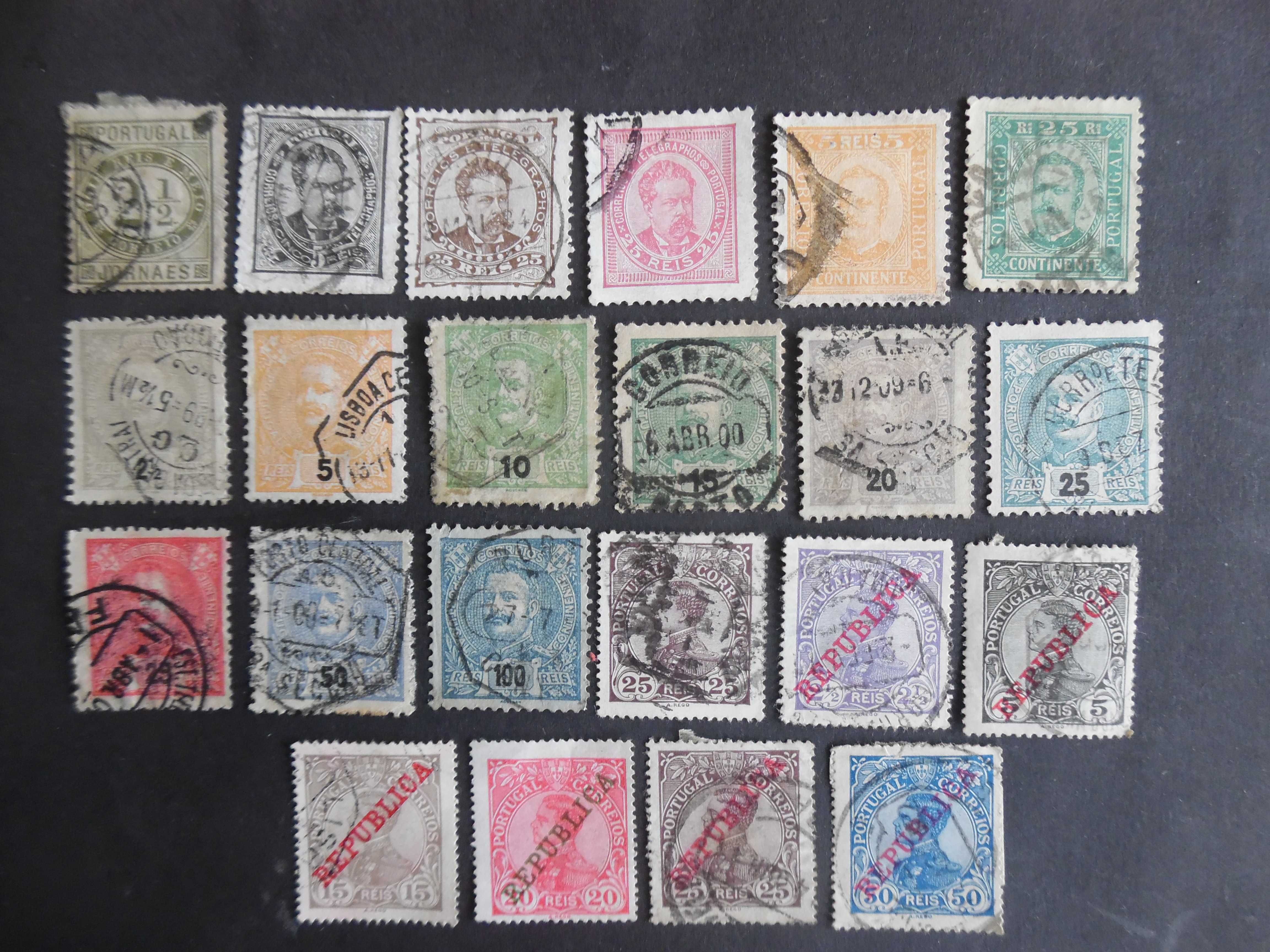 Selos Portugal 1876 /1910-Lote monarquia com bons valores filatélicos