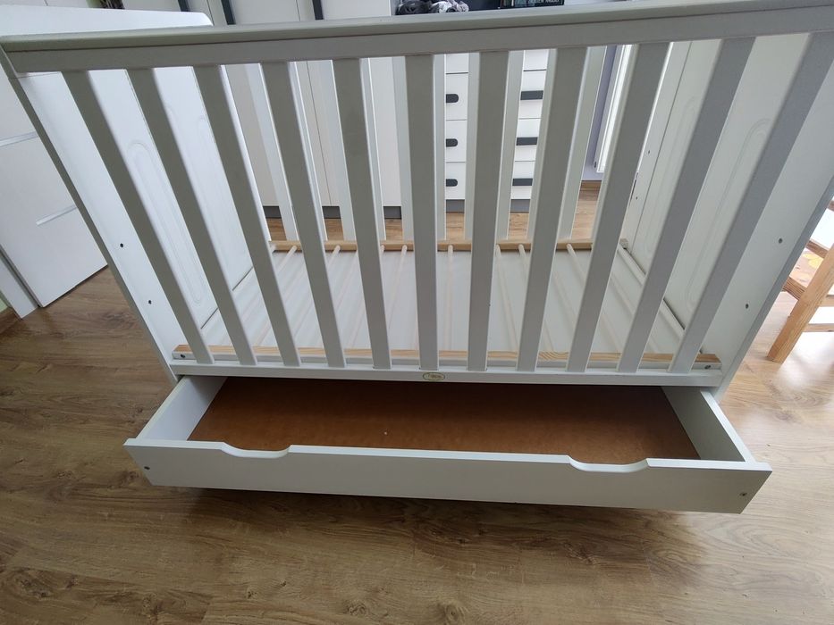 Łóżeczko niemowlęce białe 120x60, Wujec z szufladą