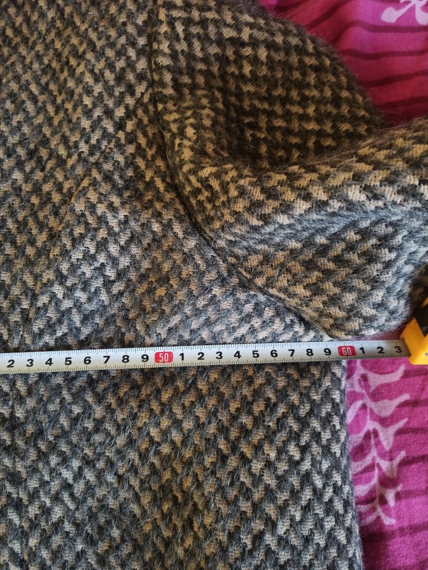 Płaszcz wełniany wełna pepitka XXL xl