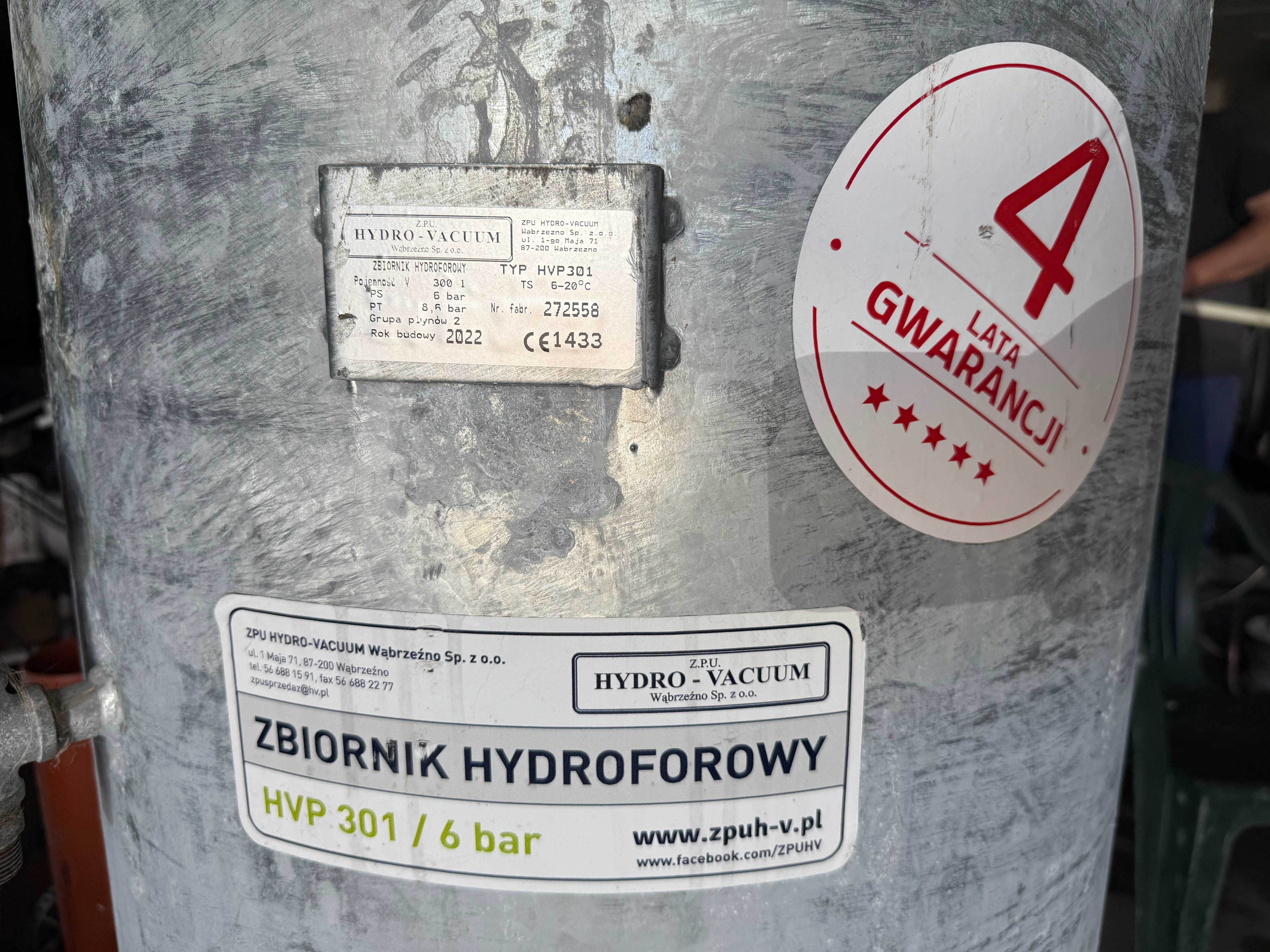 Hydrofor z osprzętem (możliwość dokupienia wyłącznika ciśnieniowego)