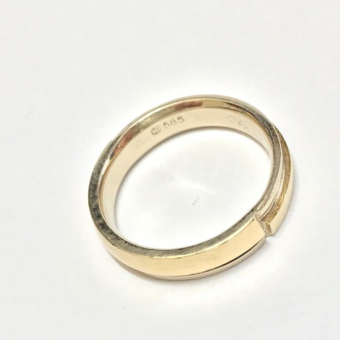 Złota OBRĄCZKA męska 14K żółte i BIAŁE złoto CUDNA r. 16