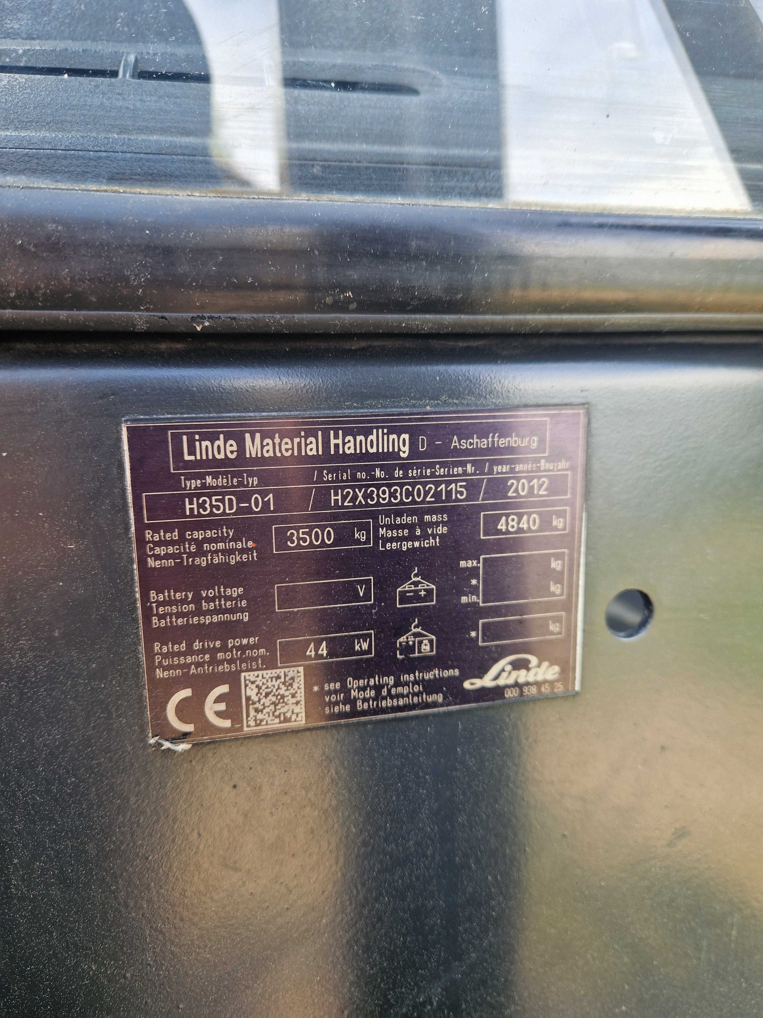 Wózek widłowy Linde H35D-01 diesel 2012 r.