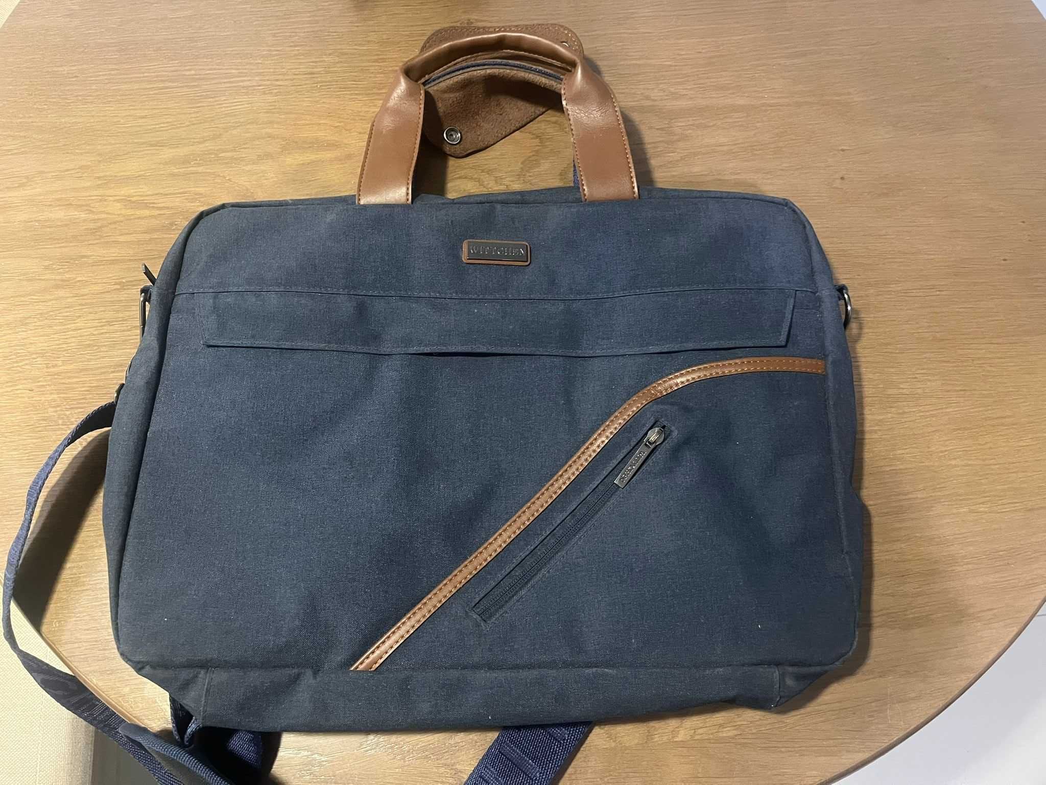 Elegancka torba na laptopa ze skórzaną rączką