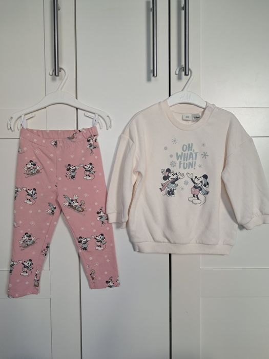 H&M komplet dziewczęcy legginsy bluza Myszka Minnie Mickey 104