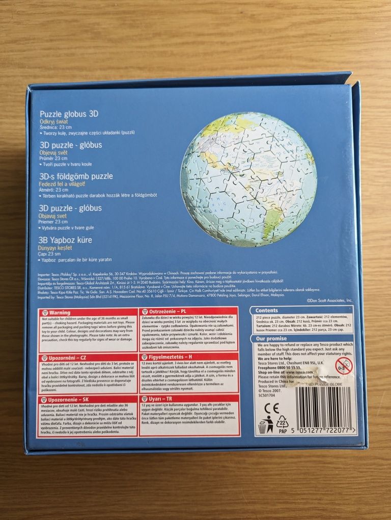 Puzzle 3D globus