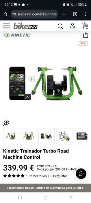 Rolo de treino Kinetic Turbo Road  oportunidade