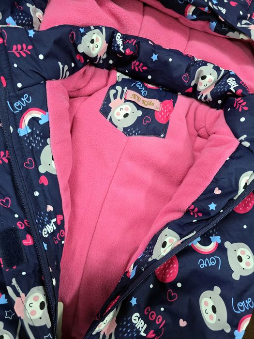 Kombinezon jednoczęściowy zimowy narciarski na sanki 98 granat misie