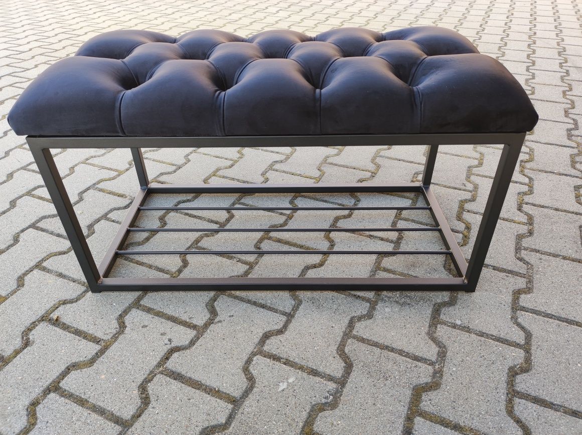 Ławka metalowa Loft Glamour Chesterfield cyrkonie Pokoju sypialni