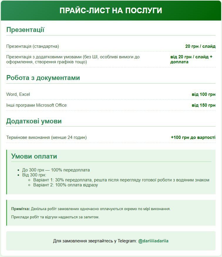 Презентации и работы в офисных приложениях (Word, Excel) на заказ