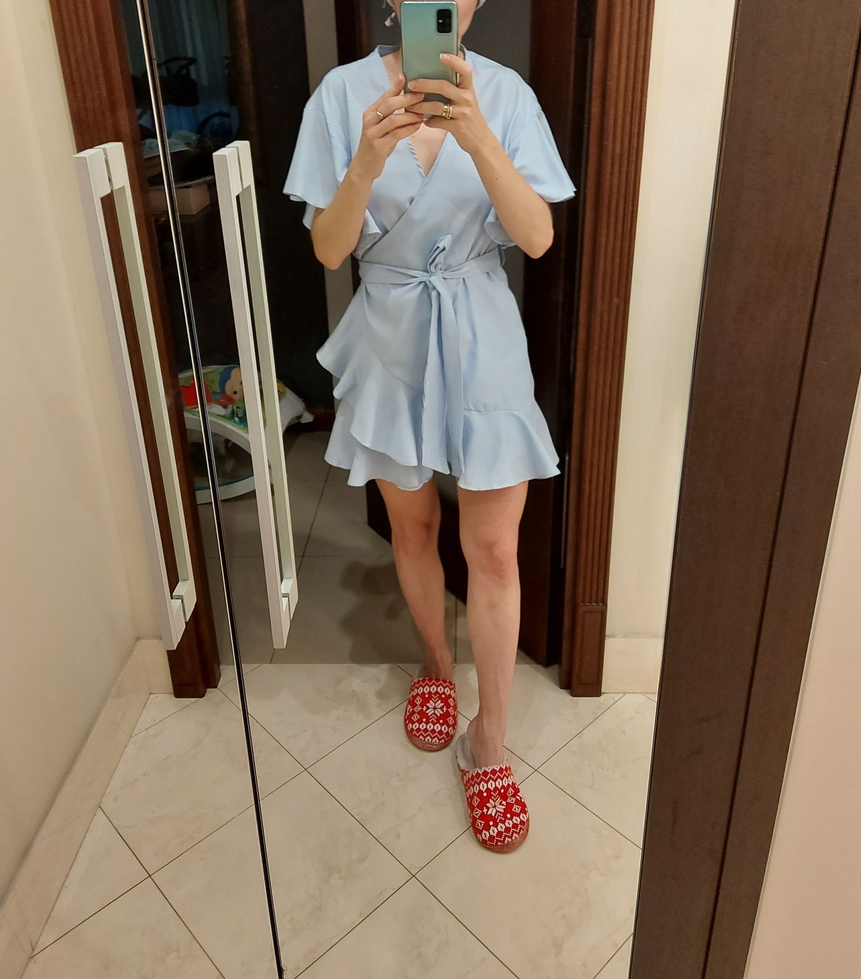 SheInside XS nowa bez metki błękit paski kopertowa