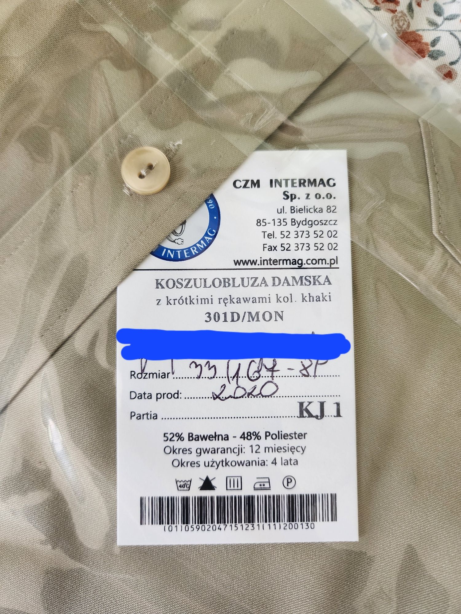 Koszulobluza damska z długimi rękawami kol. khaki