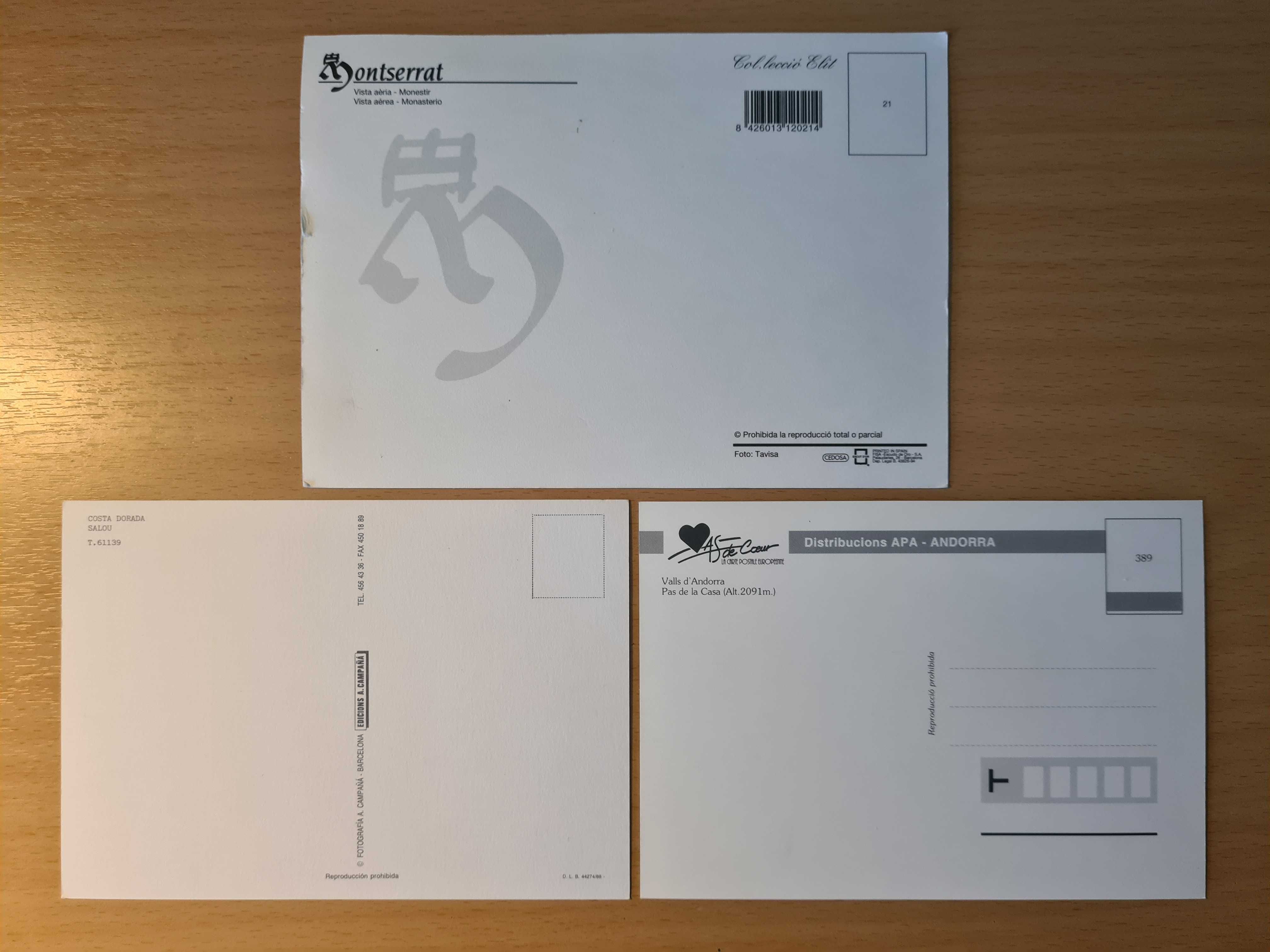 3 postais ilustrados do norte de Espanha e Andorra