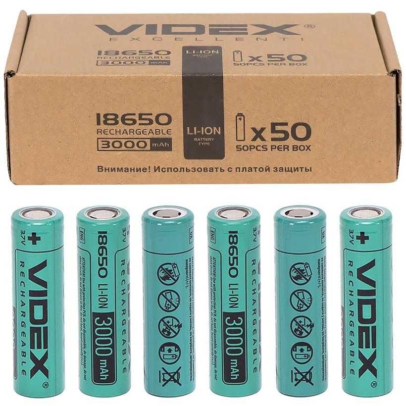 Аккумулятор Videx 18650 без защиты Li-Ion 2200-5000mAh 3.7V