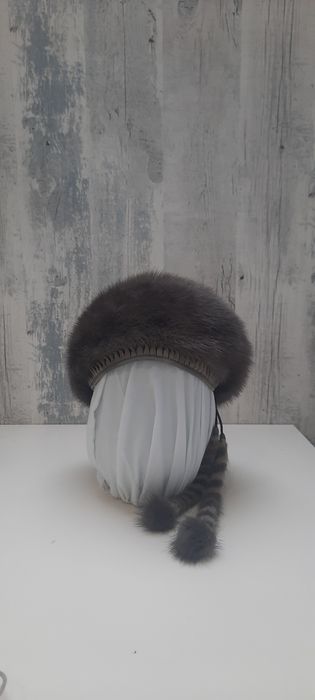 Берет норковый серый