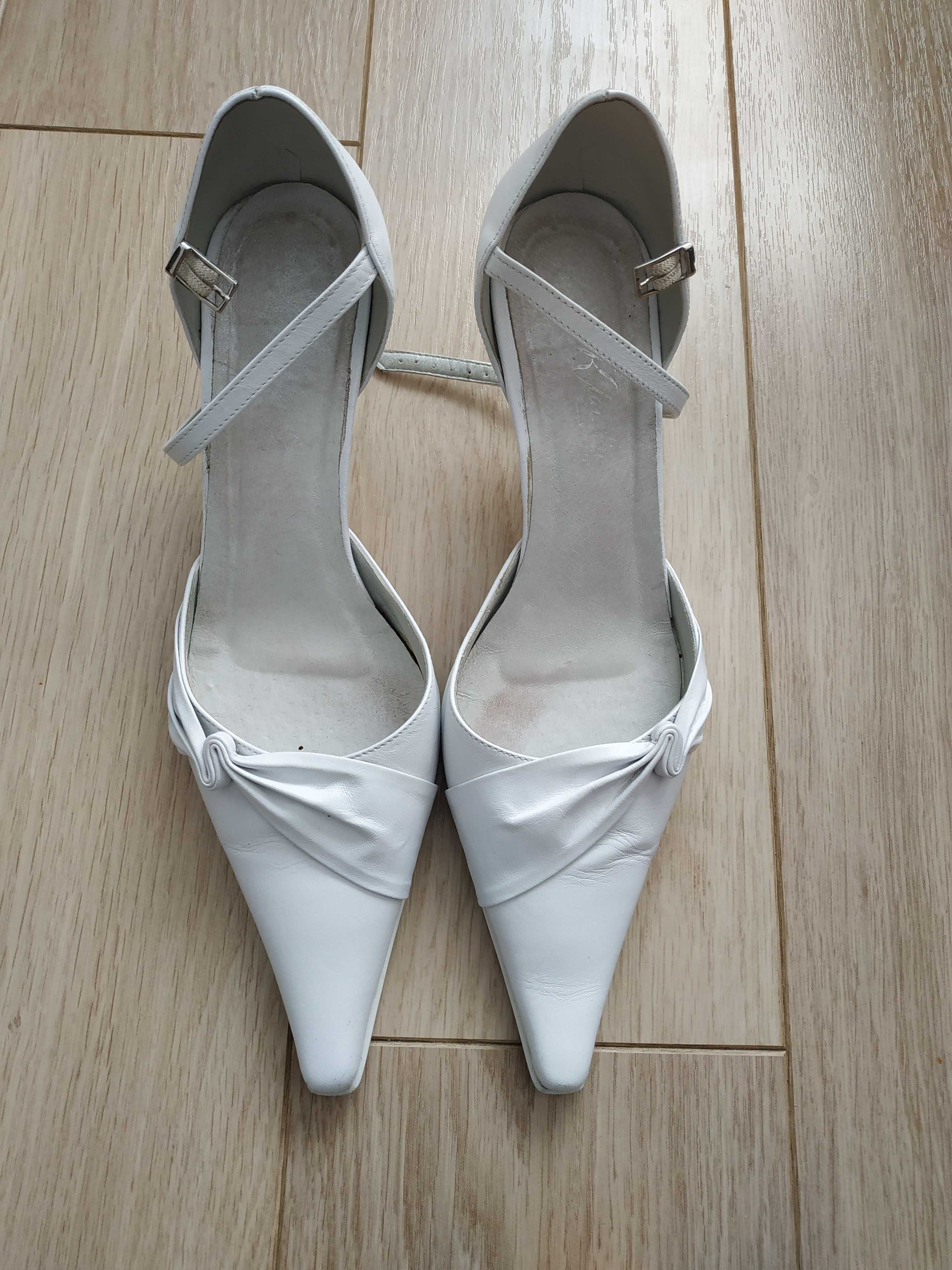 Buty ślubne białe szpilki ze skóry KLAUDIA-Paris roz 37 - wow :)
