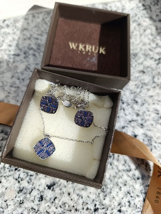 Komplet srebrny W Kruk - wisiorek i kolczyki