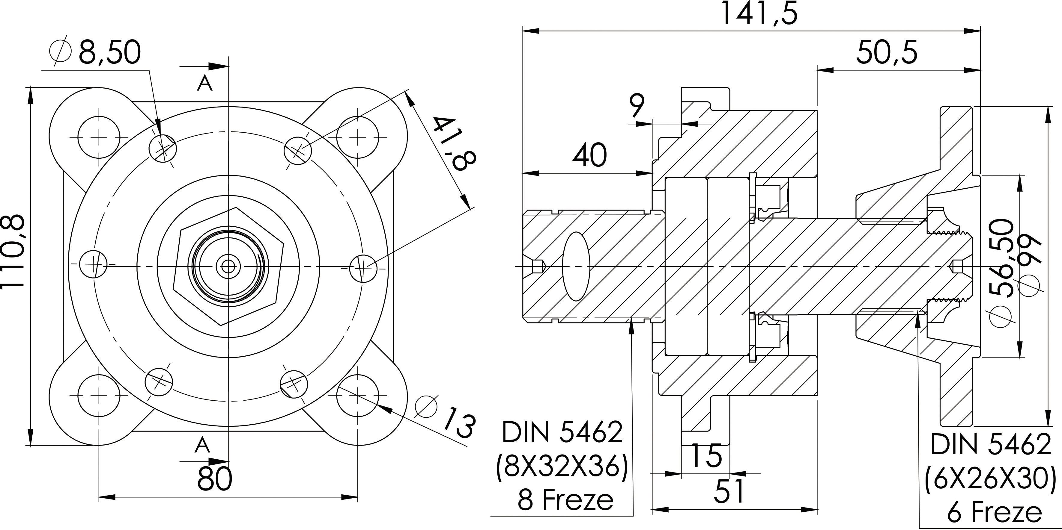 Adapter z flanszą do przystawki odbioru mocy (6 otworów)