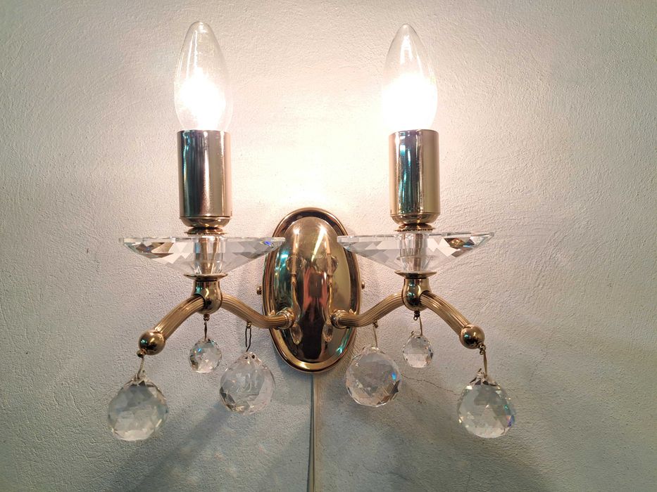 Kinkiet Kolarz Carmen Austria mosiężny kryształowy 24 karatowe złoto