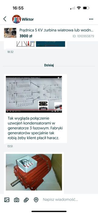 Prądnica 5 KV ,turbina wiatrowa lub wodna ,silnik gratis !