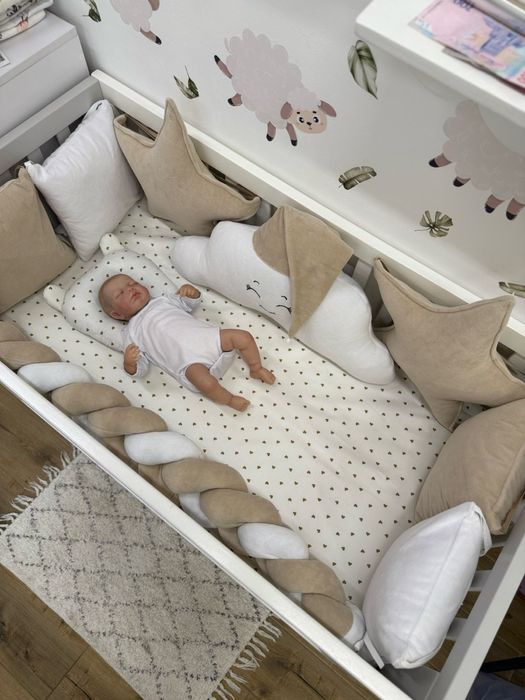 Бортики комплект постільне в ліжечко конверт коса