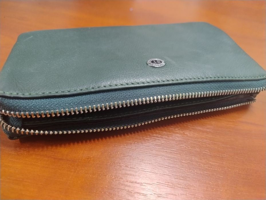 Гаманець клатч шкіряний зелений