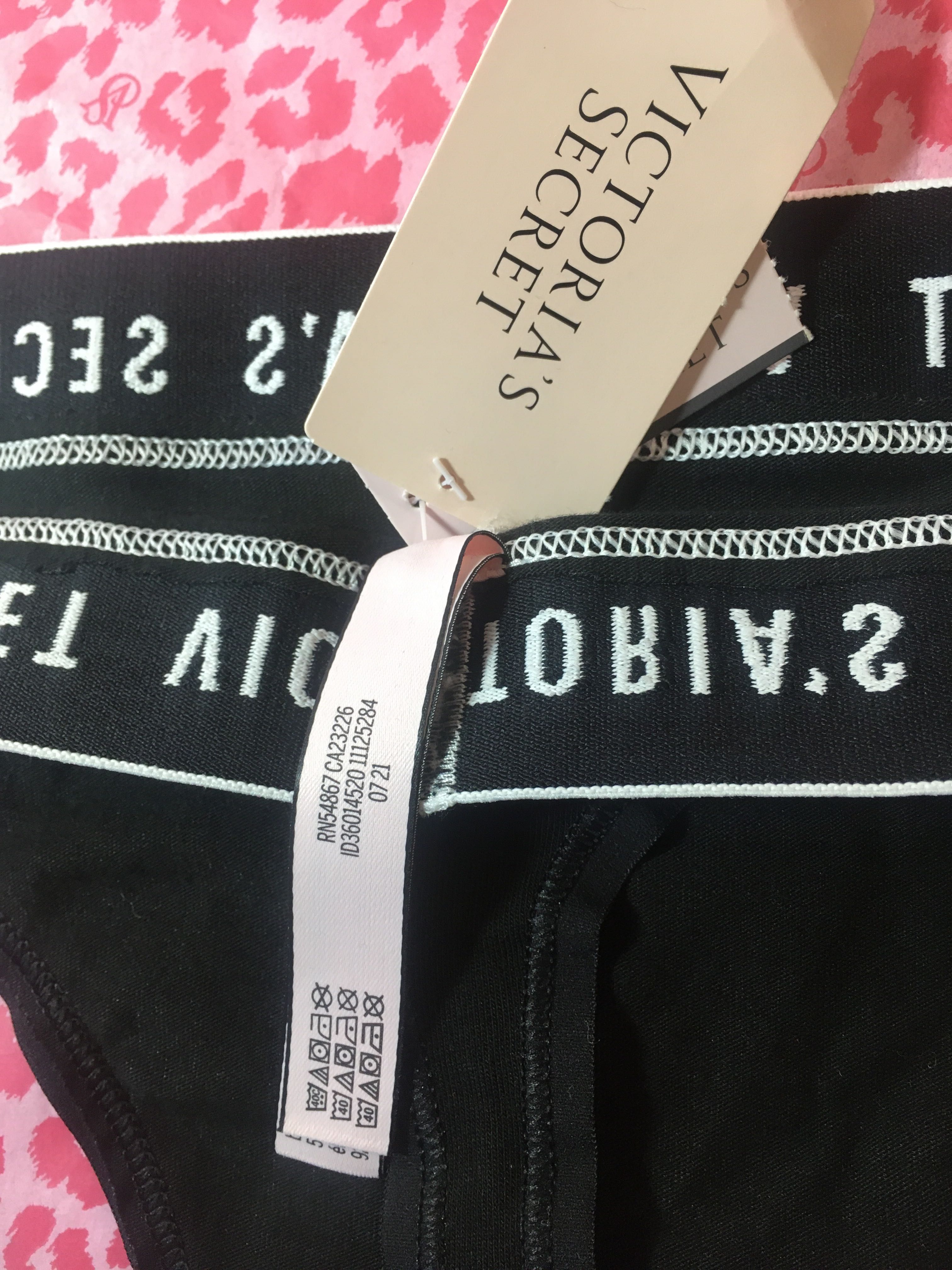 Majtki Victoria’s Secret nowe z metka czarne stringi XL logowane