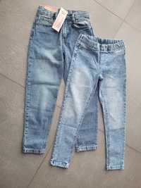 128 Jeansy spodnie 2 pary nowe jedne z metką