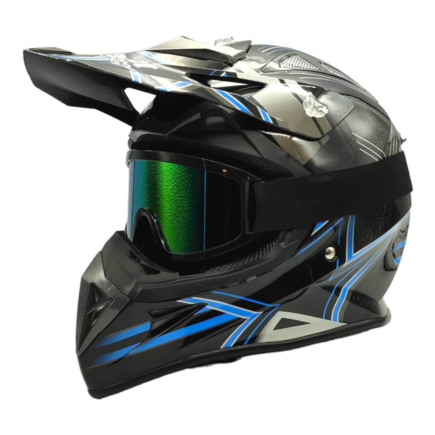 Kask Crossowy Enduro Quad ATV + Rękawice + Gogle