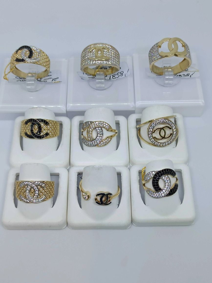 CHANEL® Luksusowy złoty pierścionek CC logowany złoto 585 markowy logo