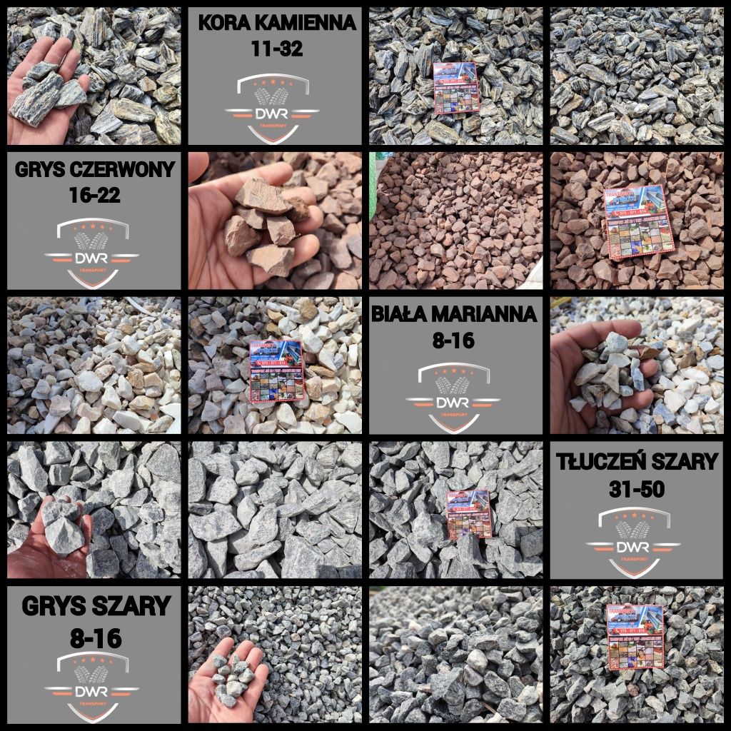 Żwir kamień ozdobny otoczak piasek podsypka czarnoziem mała wywrotka