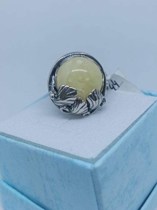 Srebrny pierścionek bursztyn 925 regulowany