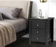 Stolik nocny czarny z 3 szufladami -2 sztuki 46×37×65cm
