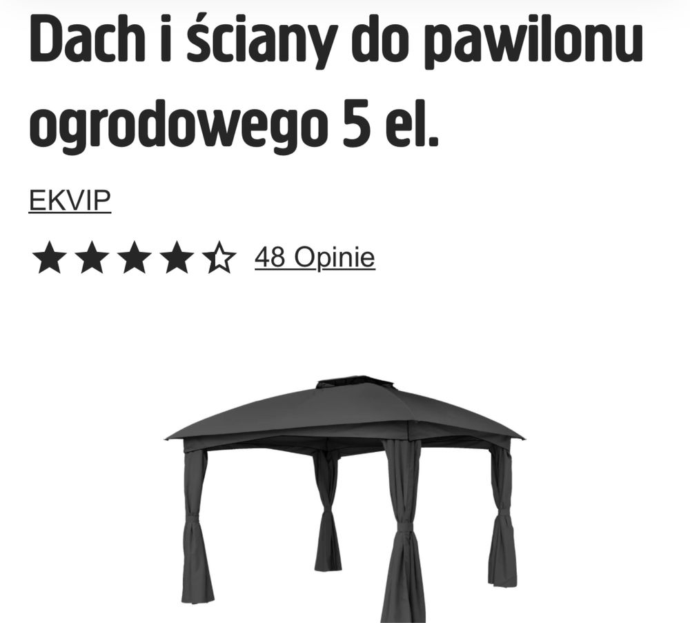 Dach i sciany do pawilonu
