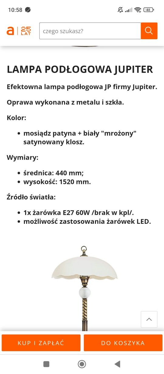 Świetna Lampa podłogowa jupiter